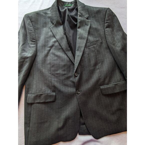 RALPH LAUREN blazer Men's Sz 48 100% WOOL SPORT COAT Gray Pinstriped suit jacket - Picture 10 of 11